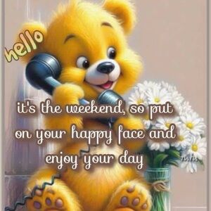 Sunny Bear Wall Art Print with Daisies